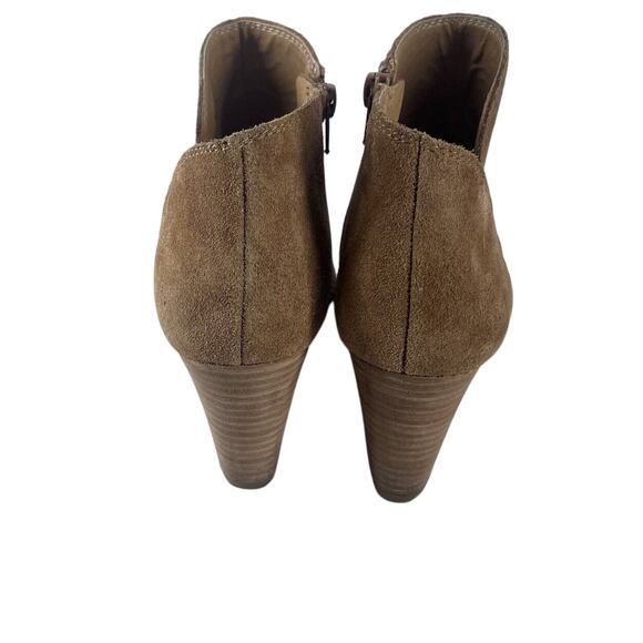 Lucky Brand Boots Womens 7 Brown Ankle Suede Stacked Wedge Y2k Booties Casual - Picture 4 of 10